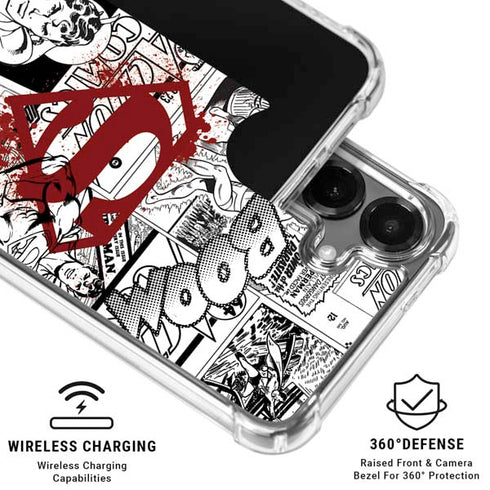 DC Comics Superman Comic Pattern Logo in Red Galaxy S26 Clear Case
