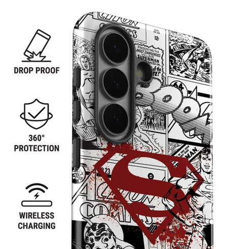 DC Comics Superman Comic Pattern Logo in Red Galaxy S26 Impact Case