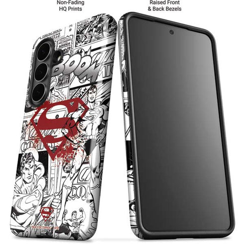DC Comics Superman Comic Pattern Logo in Red Galaxy S26 Impact Case