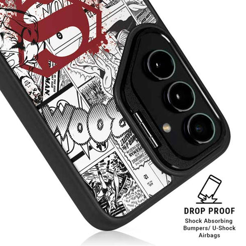 DC Comics Superman Comic Pattern Logo in Red Galaxy S26 Kickstand Case