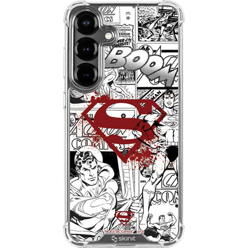DC Comics Superman Comic Pattern Logo in Red Galaxy S26 Plus Clear Case
