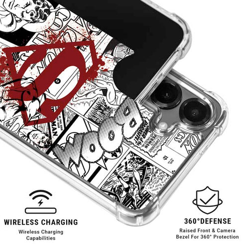 DC Comics Superman Comic Pattern Logo in Red Galaxy S26 Plus Clear Case