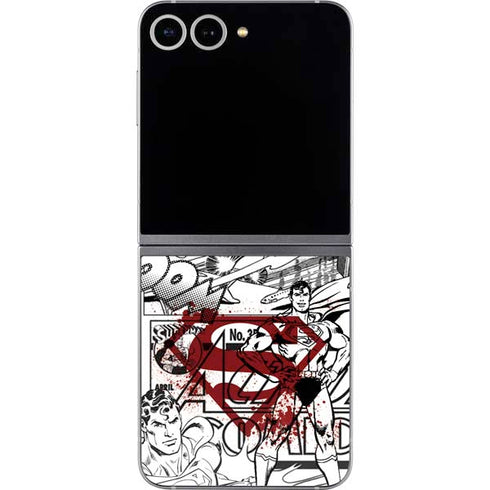 DC Comics Superman Comic Pattern Logo in Red Galaxy Z Flip6 Skin