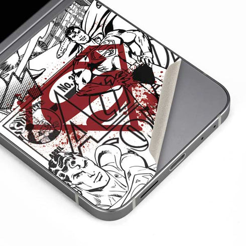 DC Comics Superman Comic Pattern Logo in Red Galaxy Z Flip6 Skin