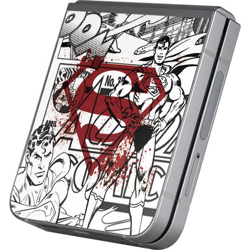 DC Comics Superman Comic Pattern Logo in Red Galaxy Z Flip6 Skin