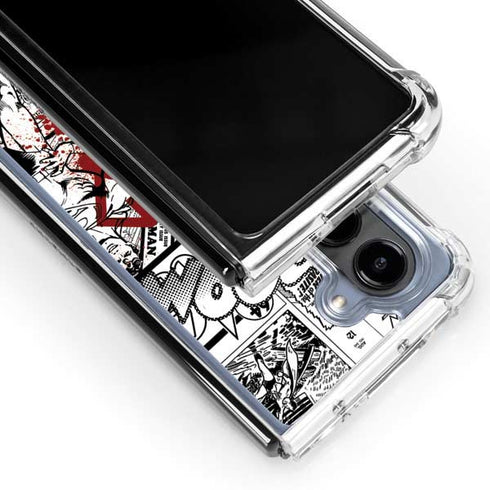 DC Comics Superman Comic Pattern Logo in Red Galaxy Z Fold5 5G Clear Case