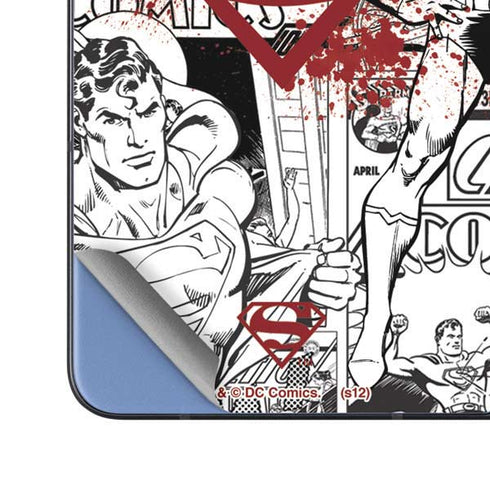 DC Comics Superman Comic Pattern Logo in Red Galaxy Z Fold5 5G Skin
