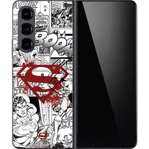 DC Comics Superman Comic Pattern Logo in Red Galaxy Z Fold5 5G Skin