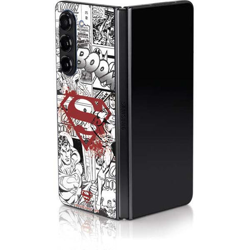 DC Comics Superman Comic Pattern Logo in Red Galaxy Z Fold5 5G Skin