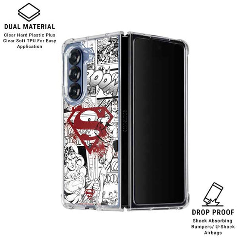 DC Comics Superman Comic Pattern Logo in Red Galaxy Z Fold6 Clear Case