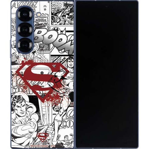DC Comics Superman Comic Pattern Logo in Red Galaxy Z Fold6 Skin