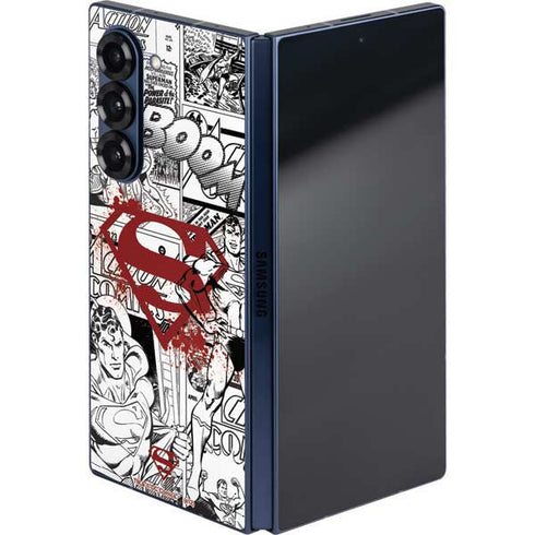 DC Comics Superman Comic Pattern Logo in Red Galaxy Z Fold6 Skin