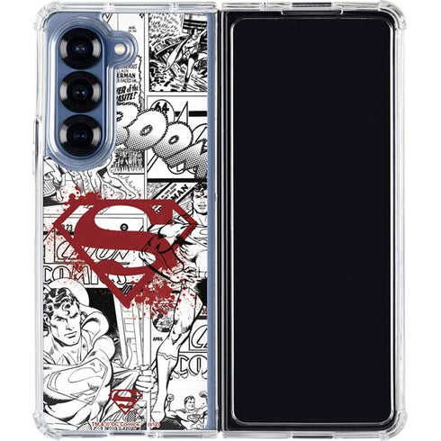 DC Comics Superman Comic Pattern Logo in Red Galaxy Z Fold7 Clear Case