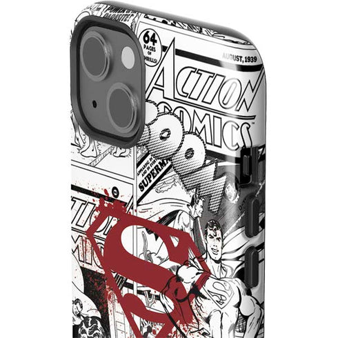 DC Comics Superman Comic Pattern Logo in Red iPhone 15 Impact Case