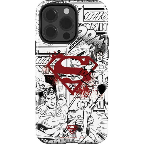 DC Comics Superman Comic Pattern Logo in Red iPhone 15 Pro Impact Case