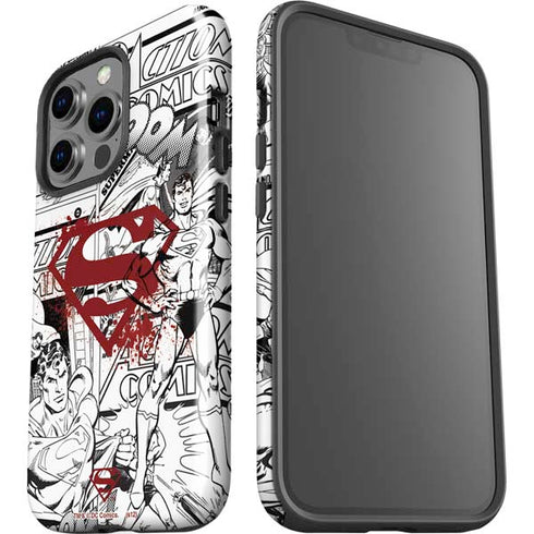 DC Comics Superman Comic Pattern Logo in Red iPhone 15 Pro Impact Case
