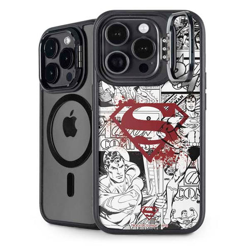 DC Comics Superman Comic Pattern Logo in Red iPhone 15 Pro Max Kickstand Case