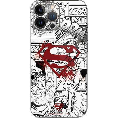 DC Comics Superman Comic Pattern Logo in Red iPhone 15 Pro Max Skin