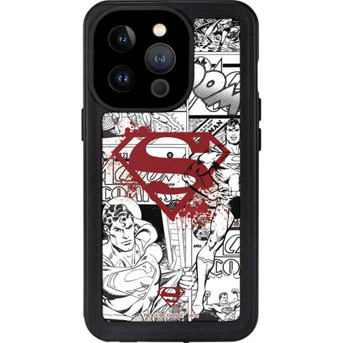 DC Comics Superman Comic Pattern Logo in Red iPhone 15 Pro Waterproof Case