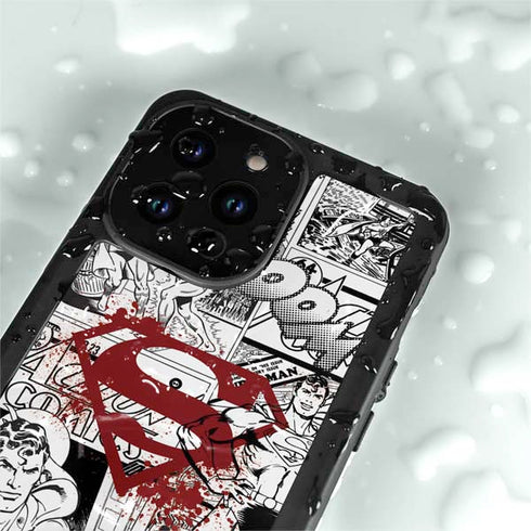 DC Comics Superman Comic Pattern Logo in Red iPhone 15 Pro Waterproof Case
