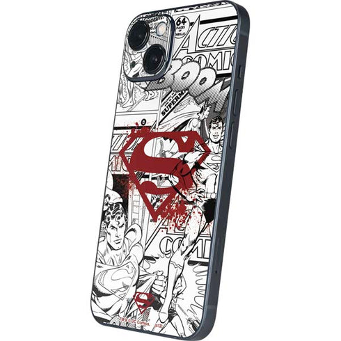 DC Comics Superman Comic Pattern Logo in Red iPhone 15 Skin
