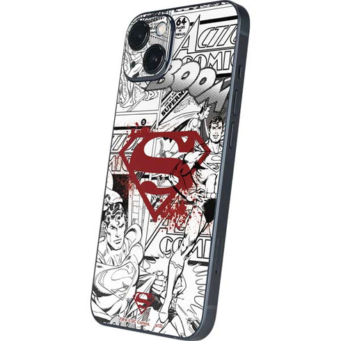DC Comics Superman Comic Pattern Logo in Red iPhone 15 Skin