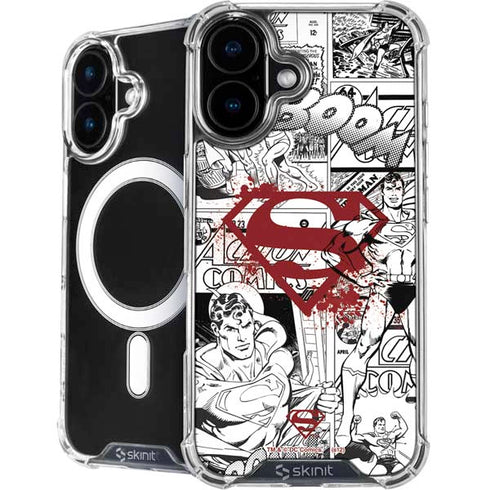 DC Comics Superman Comic Pattern Logo in Red iPhone 16 MagSafe Case