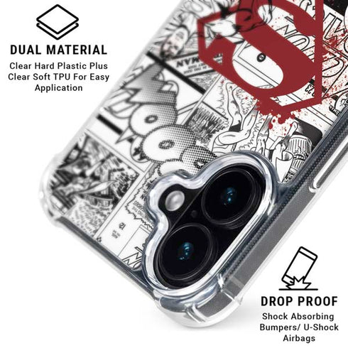 DC Comics Superman Comic Pattern Logo in Red iPhone 16 MagSafe Case