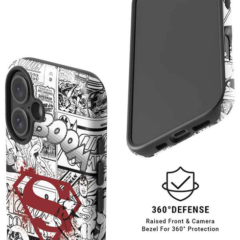 DC Comics Superman Comic Pattern Logo in Red iPhone 16 Magsafe Impact Case
