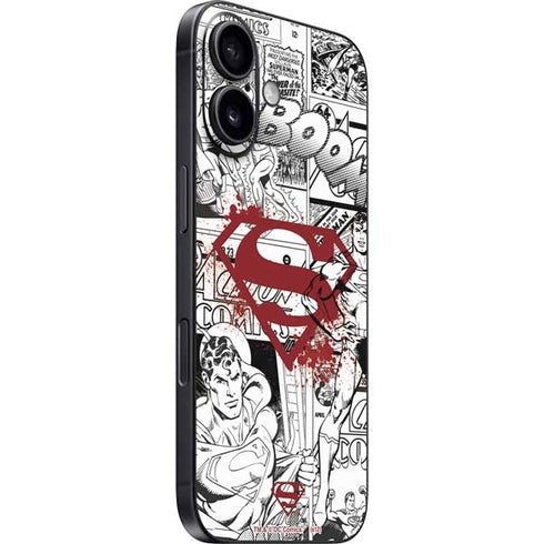 DC Comics Superman Comic Pattern Logo in Red iPhone 16 Plus Skin