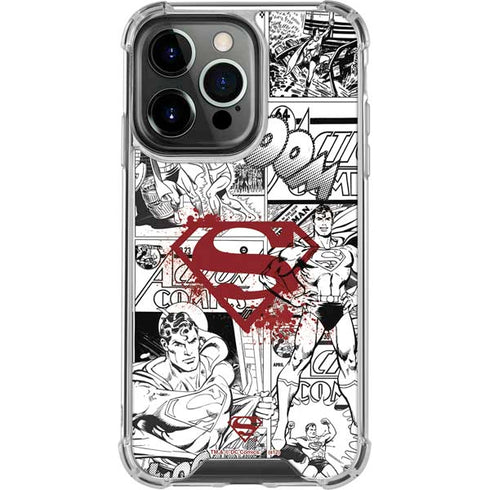 DC Comics Superman Comic Pattern Logo in Red iPhone 16 Pro Clear Case