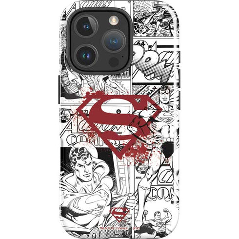 DC Comics Superman Comic Pattern Logo in Red iPhone 16 Pro Max Impact Case