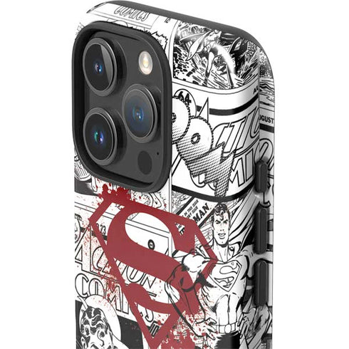 DC Comics Superman Comic Pattern Logo in Red iPhone 16 Pro Max Impact Case