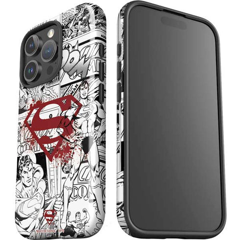 DC Comics Superman Comic Pattern Logo in Red iPhone 16 Pro Max Impact Case