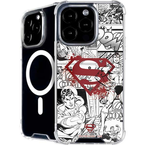 DC Comics Superman Comic Pattern Logo in Red iPhone 16 Pro Max MagSafe Case