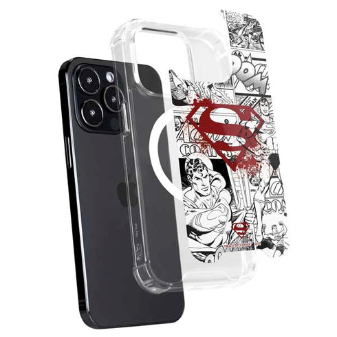 DC Comics Superman Comic Pattern Logo in Red iPhone 16 Pro Max MagSafe Case