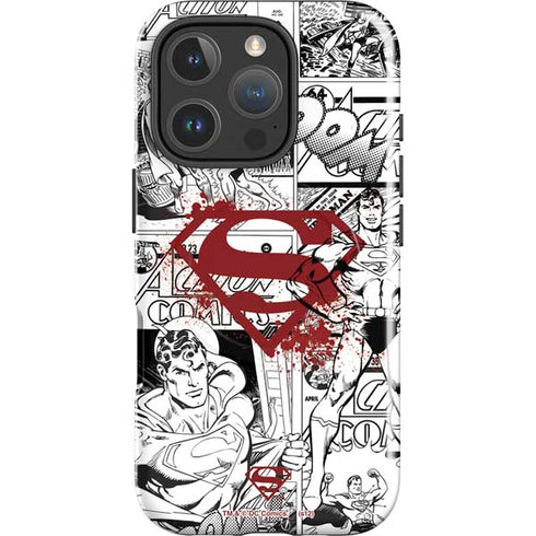 DC Comics Superman Comic Pattern Logo in Red iPhone 16 Pro Max Magsafe Impact Case