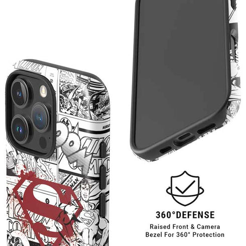 DC Comics Superman Comic Pattern Logo in Red iPhone 16 Pro Max Magsafe Impact Case