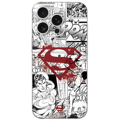 DC Comics Superman Comic Pattern Logo in Red iPhone 16 Pro Skin