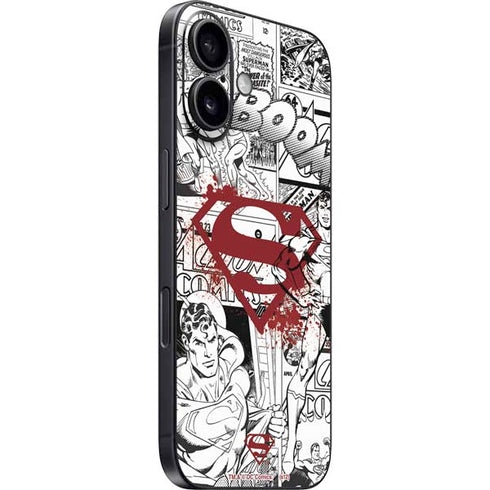 DC Comics Superman Comic Pattern Logo in Red iPhone 16 Skin