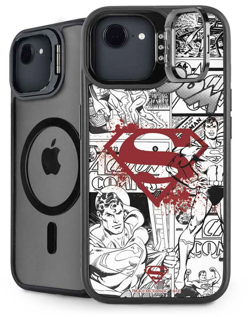 DC Comics Superman Comic Pattern Logo in Red iPhone 16e Kickstand Case