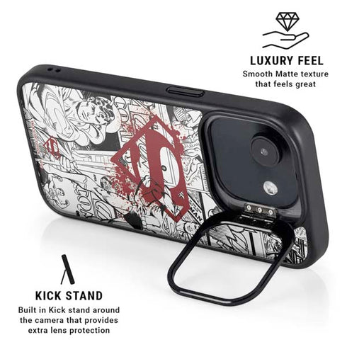 DC Comics Superman Comic Pattern Logo in Red iPhone 16e Kickstand Case