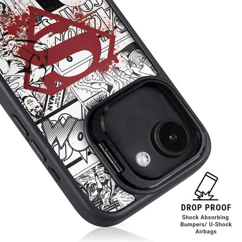 DC Comics Superman Comic Pattern Logo in Red iPhone 16e Kickstand Case