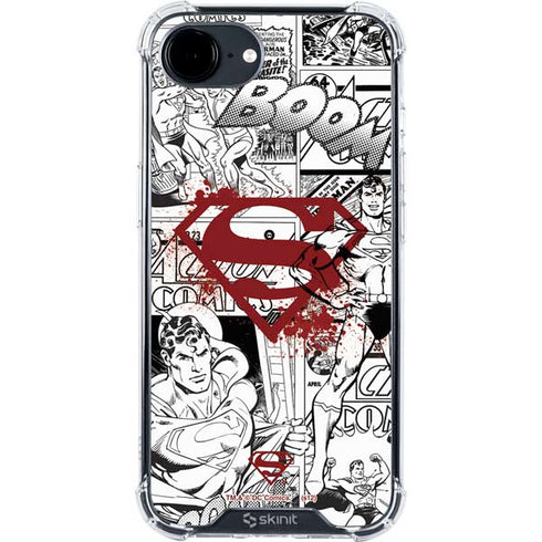 DC Comics Superman Comic Pattern Logo in Red iPhone 16e Clear Case