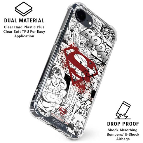 DC Comics Superman Comic Pattern Logo in Red iPhone 16e Clear Case