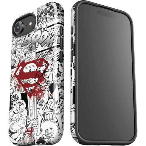 DC Comics Superman Comic Pattern Logo in Red iPhone 16e Impact Case