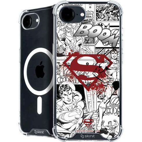 DC Comics Superman Comic Pattern Logo in Red iPhone 16e MagSafe Case