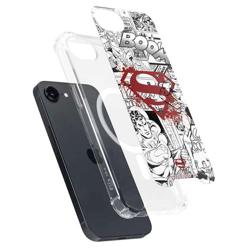 DC Comics Superman Comic Pattern Logo in Red iPhone 16e MagSafe Case