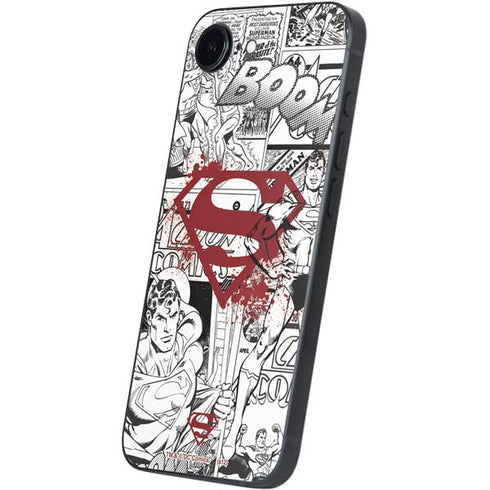 DC Comics Superman Comic Pattern Logo in Red iPhone 16e Skin