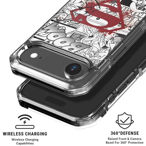 DC Comics Superman Comic Pattern Logo in Red iPhone 17 Air Clear Case
